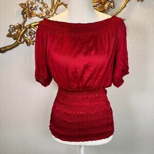 Gorgeous red off the shoulder smocked top